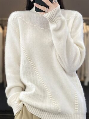 Casual Regular Pure Colour Ribbed Turtleneck Long Sleeve Sweater - Image 6