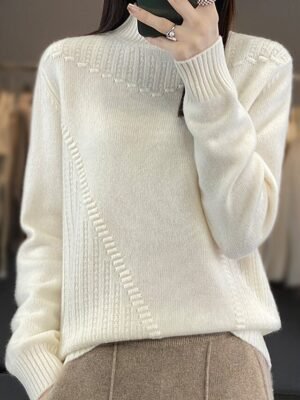 Casual Regular Pure Colour Ribbed Turtleneck Long Sleeve Sweater - Image 7