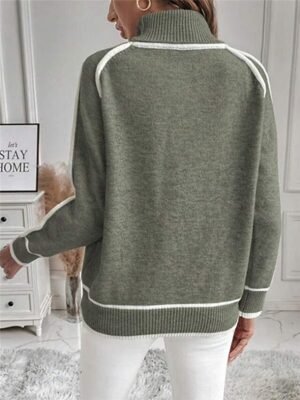 Casual Regular Pure Colour Ribbed Turtleneck Long Sleeve Knit Jumper - Image 9