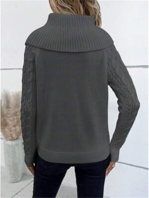 Casual Regular Pure Colour Ribbed Turtleneck Long Sleeve Jumper - Image 9