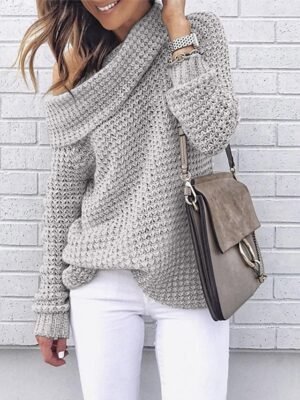 Casual Regular Pure Colour Turtleneck Long Sleeve Regular Top - Image 1