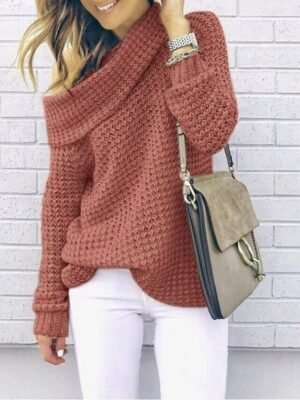 Casual Regular Pure Colour Turtleneck Long Sleeve Regular Top - Image 2