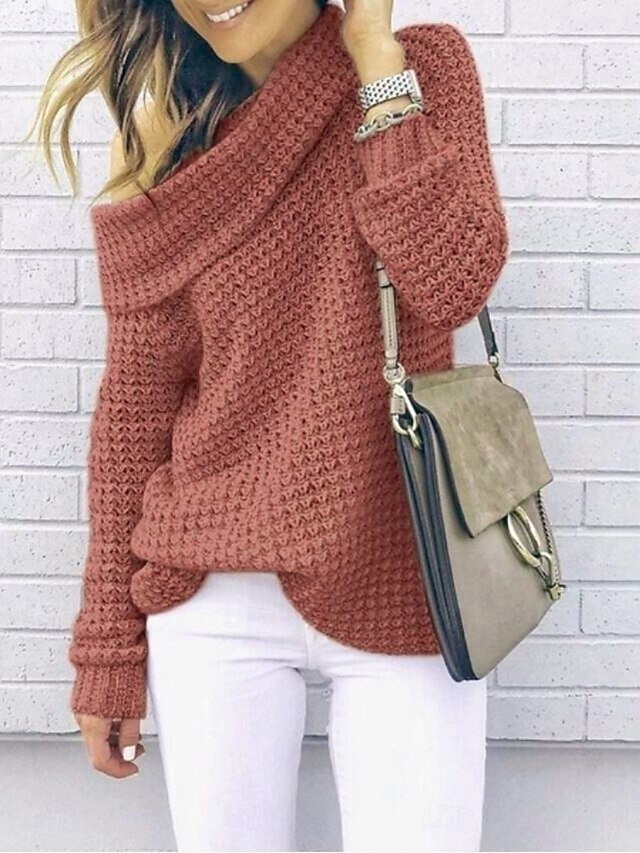 Casual Regular Pure Colour Turtleneck Long Sleeve Regular Top - Image 2