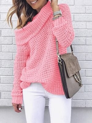 Casual Regular Pure Colour Turtleneck Long Sleeve Regular Top - Image 3