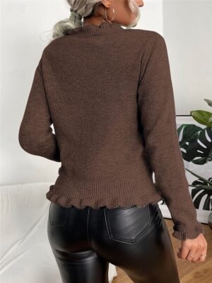 Casual Regular Pure Colour V Neck Long Sleeve Cardigan - Image 11