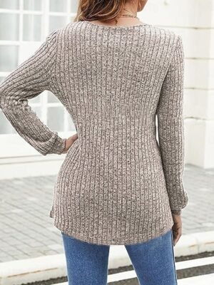 Casual Regular Pure Colour V Neck Long Sleeve Knit Jumper - Image 13