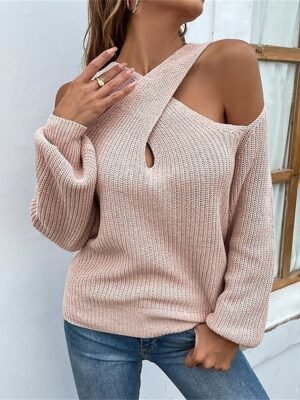 Casual Regular Pure Colour V Neck Long Sleeve Knit Jumper - Image 3