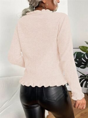 Casual Regular Pure Colour V Neck Long Sleeve Cardigan - Image 8