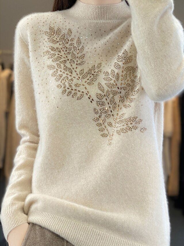 Casual Regular Pure Ribbed Stand Collar Long Sleeve Sweater - Image 2