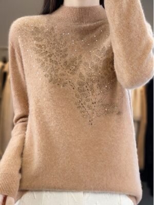 Casual Regular Pure Ribbed Stand Collar Long Sleeve Sweater - Image 4