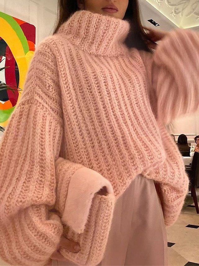 Casual Regular Pure Turtleneck Long Sleeve Jumper - Image 1