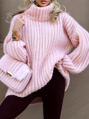 Casual Regular Pure Turtleneck Long Sleeve Jumper - Image 4
