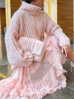 Casual Regular Pure Turtleneck Long Sleeve Jumper - Image 5