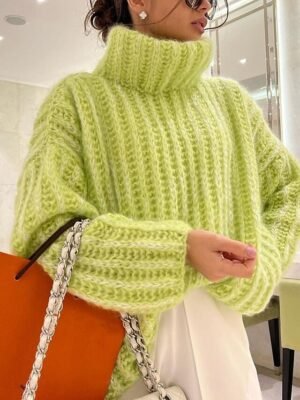 Casual Regular Pure Turtleneck Long Sleeve Jumper - Image 8