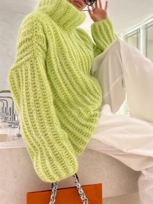 Casual Regular Pure Turtleneck Long Sleeve Jumper - Image 9