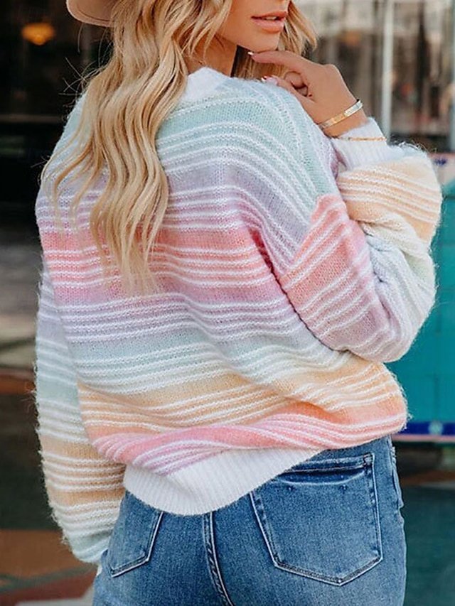 Casual Regular Rainbow Crew Neck Long Sleeve Jumper - Image 2