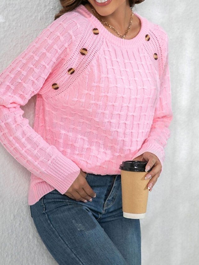 Casual Regular Solid Crew Neck Long Sleeve Knit Pullover - Image 2