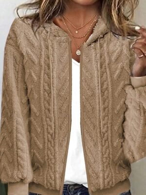 Casual Regular Solid Hooded Long Sleeve Chunky Cardigan - Image 1