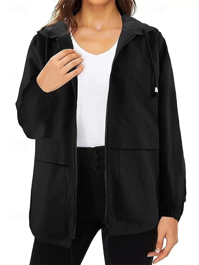 Casual Regular Solid Hooded Long Sleeve Jacket - Image 2