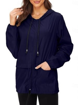 Casual Regular Solid Hooded Long Sleeve Jacket - Image 3