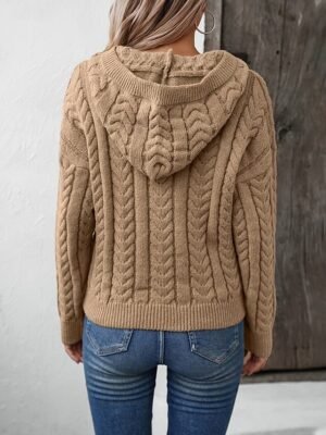 Casual Regular Solid Hooded Long Sleeve Sweater - Image 4