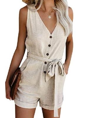Casual Regular Solid Sleeveless Short Jumpsuit - Image 1
