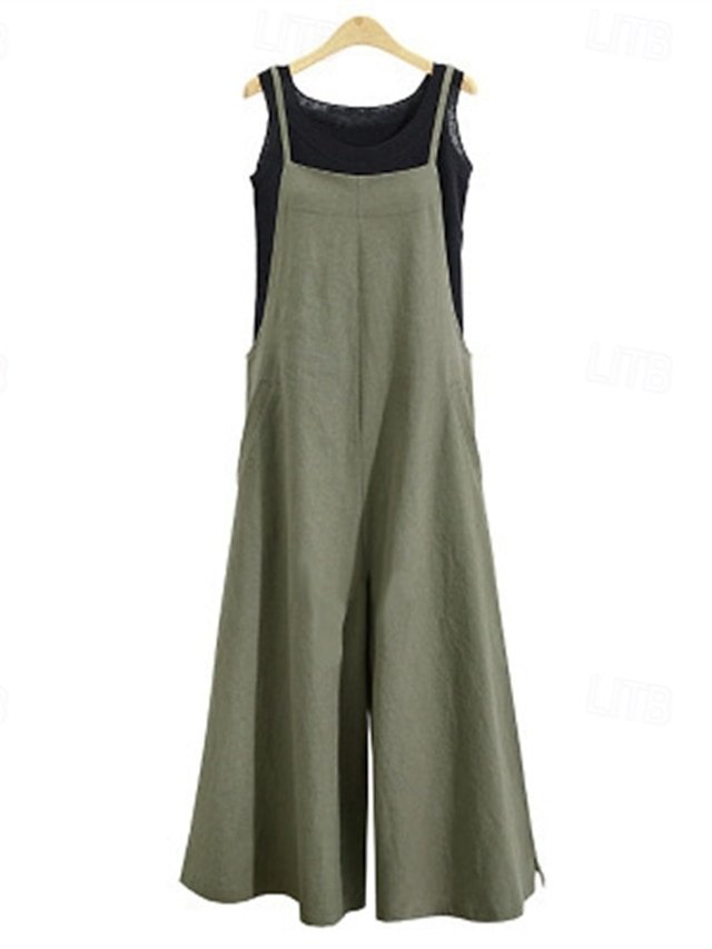 Casual Regular Solid Sleeveless Wide Leg Jumpsuit - Image 1
