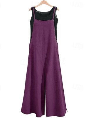 Casual Regular Solid Sleeveless Wide Leg Jumpsuit - Image 10
