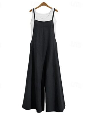 Casual Regular Solid Sleeveless Wide Leg Jumpsuit - Image 4