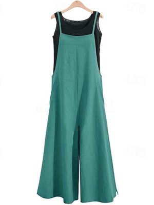 Casual Regular Solid Sleeveless Wide Leg Jumpsuit - Image 8