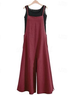 Casual Regular Solid Sleeveless Wide Leg Jumpsuit - Image 9