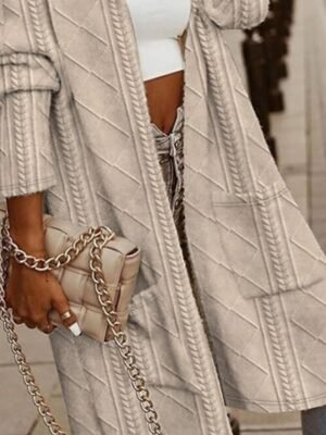 Casual Regular Solid Turndown Long Sleeve Coat - Image 3