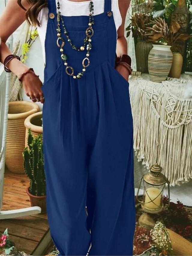 Casual Regular Solid U Neck Sleeveless Jumpsuit - Image 2
