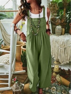 Casual Regular Solid U Neck Sleeveless Jumpsuit - Image 8