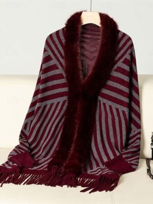 Casual Regular Striped Crew Neck Long Sleeve Knit Shrug - Image 10