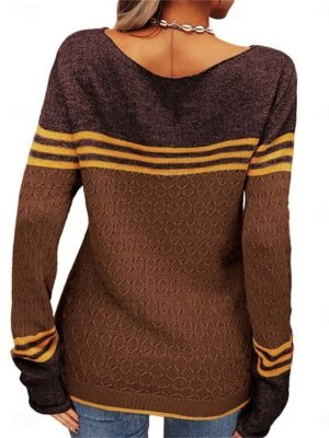 Casual Regular Striped Crew Neck Long Sleeve Knit Jumper - Image 11
