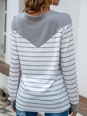 Casual Regular Striped Crew Neck Long Sleeve Knit Top - Image 2