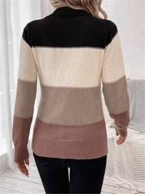 Casual Regular Striped Crew Neck Long Sleeve Knitted Sweater - Image 3