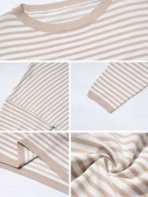 Casual Regular Striped Crew Neck Long Sleeve Knit Sweater - Image 5