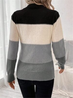 Casual Regular Striped Crew Neck Long Sleeve Knitted Sweater - Image 9