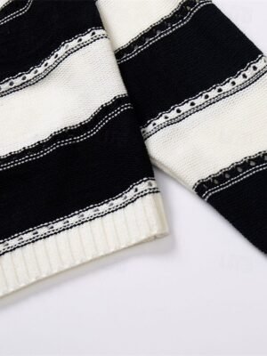 Casual Regular Striped Off Shoulder Long Sleeve Pullover Top - Image 10