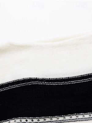 Casual Regular Striped Off Shoulder Long Sleeve Pullover Top - Image 9