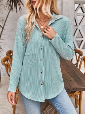 Casual Regular Striped Plaid Long Sleeve Jacket - Image 5