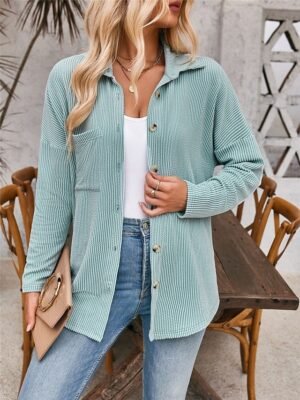 Casual Regular Striped Plaid Long Sleeve Jacket - Image 6