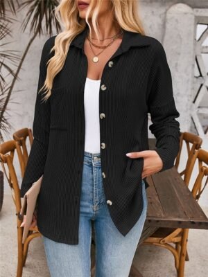 Casual Regular Striped Plaid Long Sleeve Jacket - Image 8