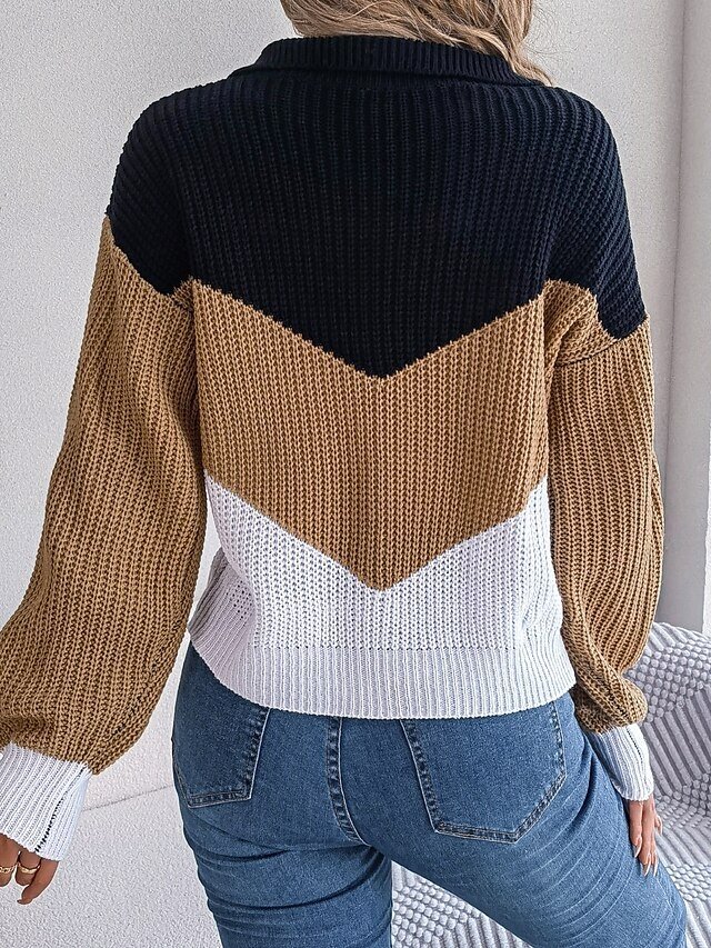 Casual Regular Striped Polo Collar Long Sleeve Sweater - Image 2