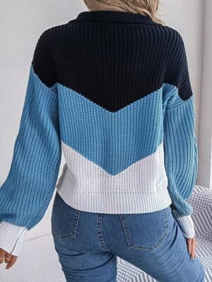 Casual Regular Striped Polo Collar Long Sleeve Sweater - Image 6