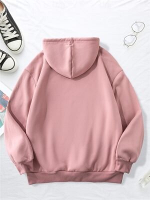 Casual Relaxed Heart Print Round Neck Long Sleeve Hoodie - Image 2