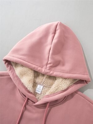 Casual Relaxed Heart Print Round Neck Long Sleeve Hoodie - Image 3