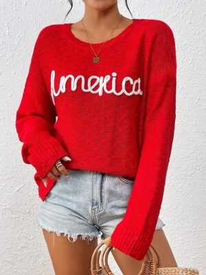 Casual Ribbed Knit Crew Neck Long Sleeve Jumper - Image 1